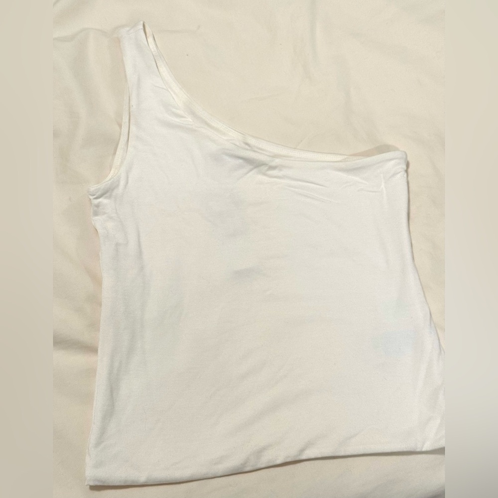 J Crew Ivory One Shoulder Tank Top